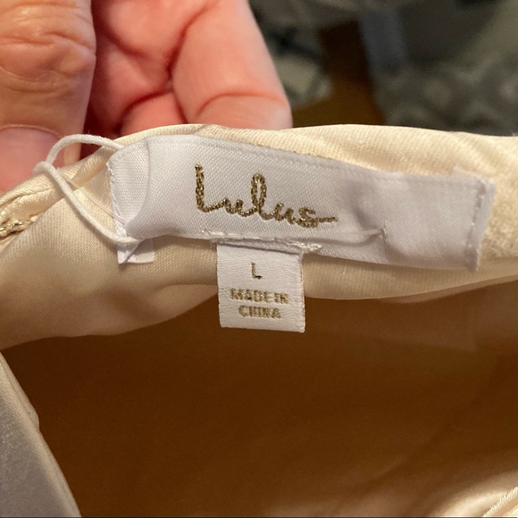 Lulus Moment in the Spotlight Champagne Cowl neck dress - Picture 7 of 10